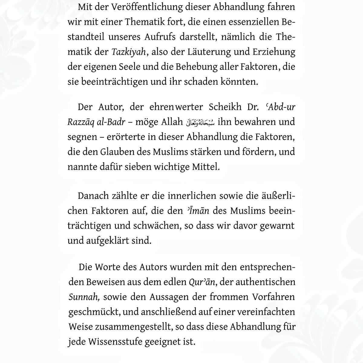 Die Auffrischung des Glaubens ◈ Dr. ʿAbd-ur Razzāq al-Badr